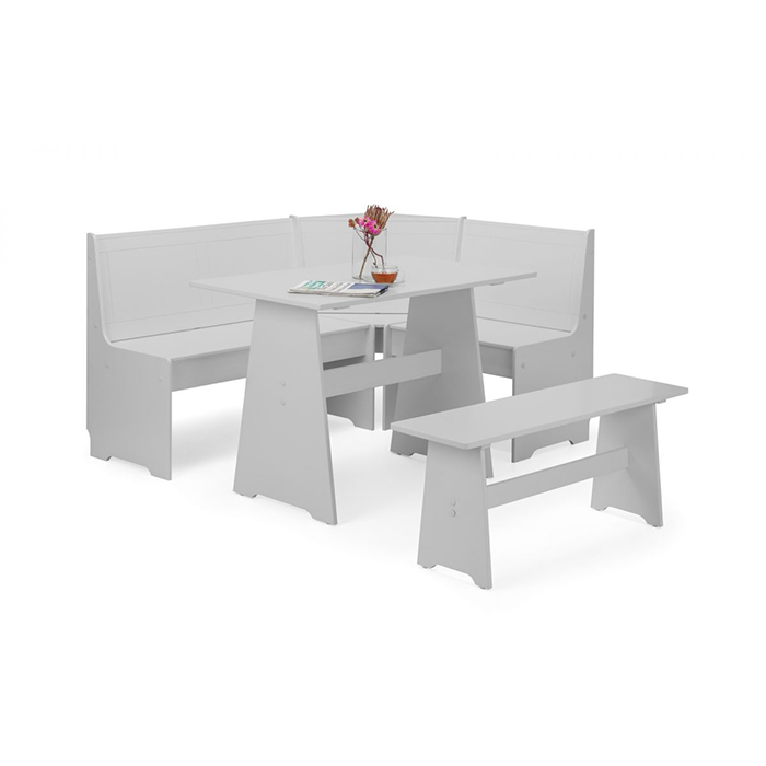 Newport Corner Dining Set In Dove Grey Finish